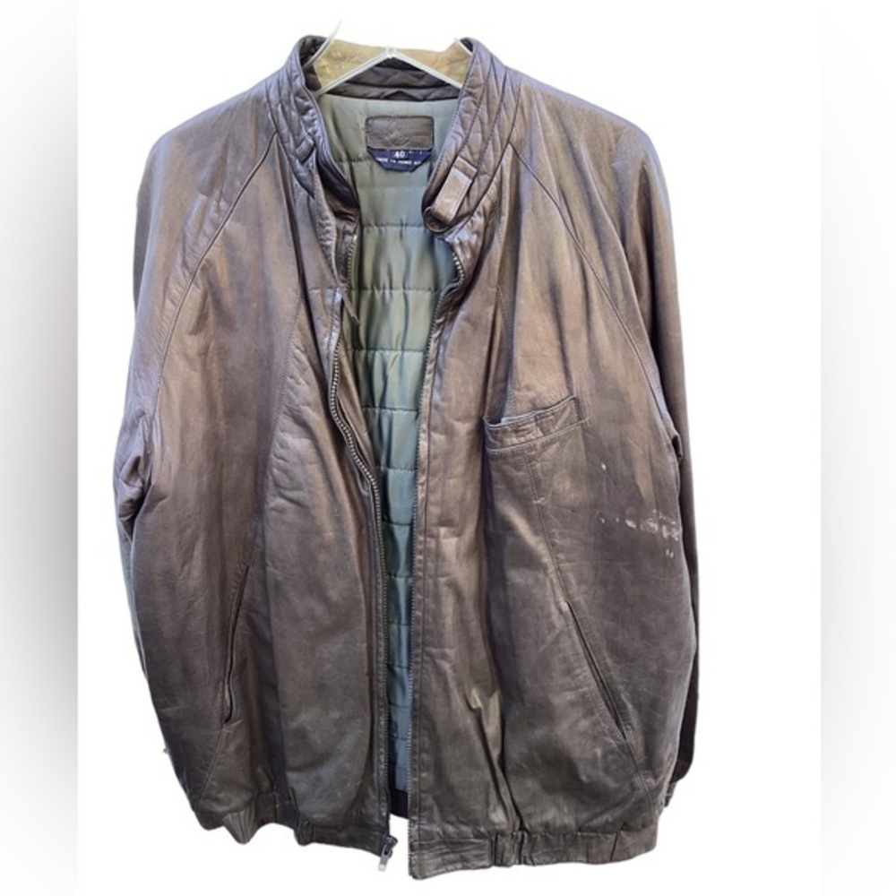 Vintage Jean-Paul Germain Leather Bomber Brown Grey Jacket Sz Small Medium 40